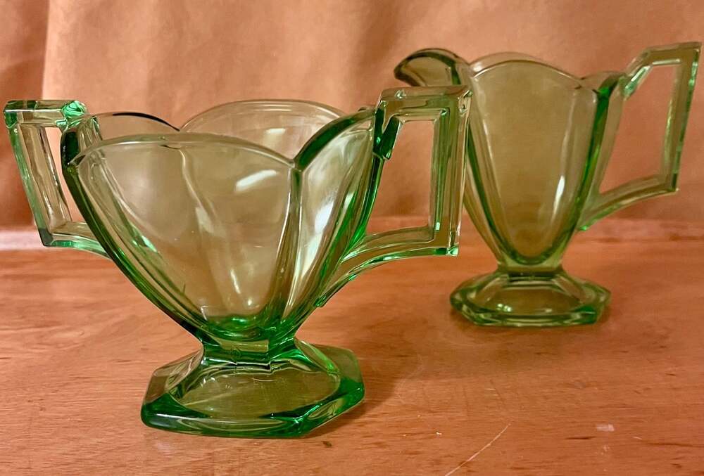 Vintage Heisey Art Deco Sugar & Creamer Set | Elegant Depression Glass
